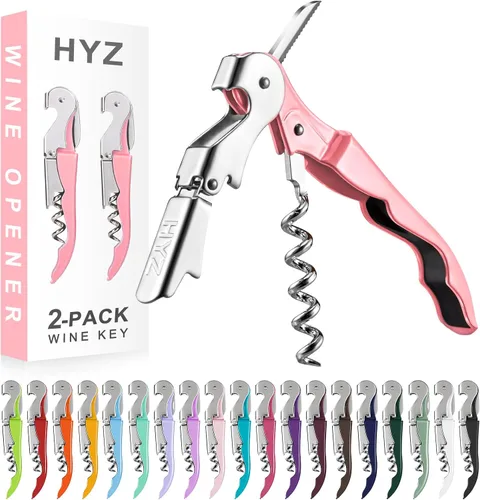 Miniatura 16 de HYZ Paquete de 2 sacacorchos para camarero, llave de vino profesional para servidores, camarero con cortador de lámina, abridor manual de botellas