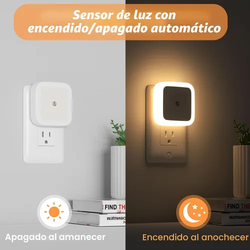 Miniatura 4 de Sujeet Luz Nocturna, Set de 8 Luces Nocturnas Enchufables en la Pared, Luz Nocturna Enchufable, Lámpara LED de Atardecer al Amanecer (Blanco Cálido)