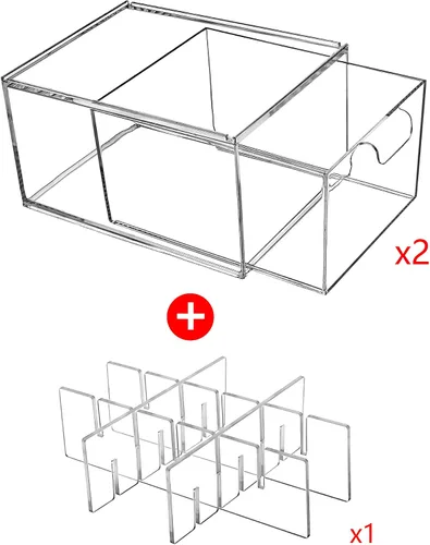 Miniatura 5 de Yes!Fresh Organizador de cajones, organizador de escritorio apilable con particiones interiores extraíbles para organización y almacenamiento