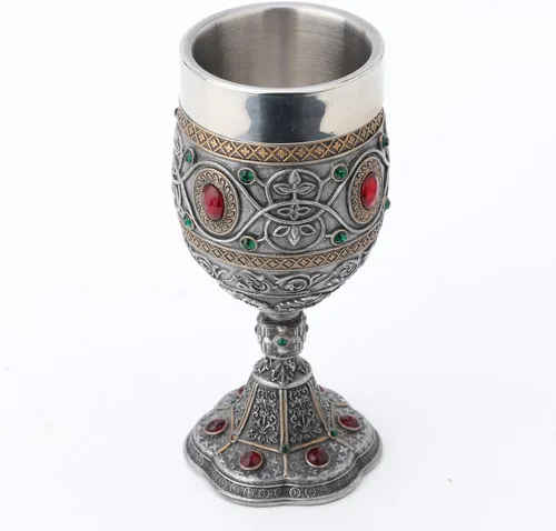 Miniatura 4 de Cáliz del Santo Grial con diamantes de imitación, 6 1/2 pulgadas