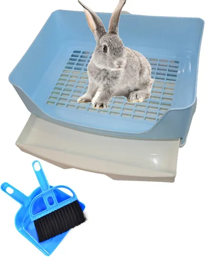 PINVNBY Caja de arena grande para conejos, bandeja de arena para mascotas más grande con cajón, caja de inodoro de esquina para conejillos de indias
