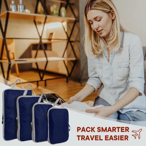 Miniatura 6 de TrendySupply Cubos de embalaje de compresión para viajes, cubos de embalaje y organizadores de viaje (4 azul liso)