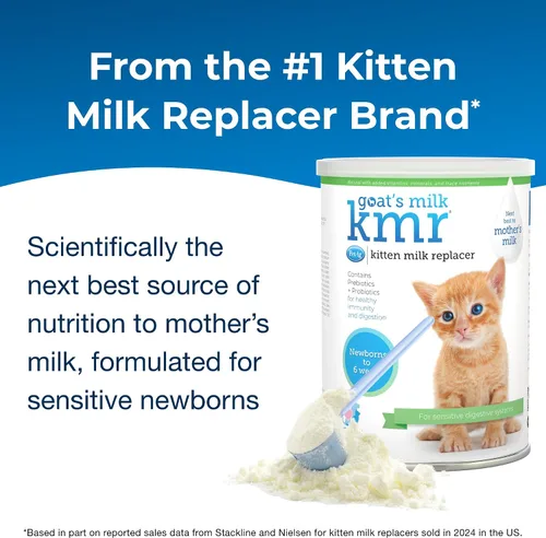 Miniatura 2 de PetAg Goat's Milk KMR - Polvo de reemplazo de leche para gatitos, 12 onzas, fórmula en polvo para gatitos con prebióticos, probióticos y vitaminas
