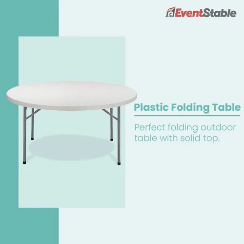 Miniatura 6 de EventStable TitanPRO - Mesa plegable de plástico resistente para exteriores, redonda de 60 pulgadas, 5