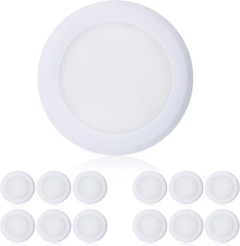 TOPELER Paquete de 12 luces de techo de montaje empotrado de 6 pulgadas, 15 W, luz de disco LED de montaje empotrado regulable de bajo perfil, 1000