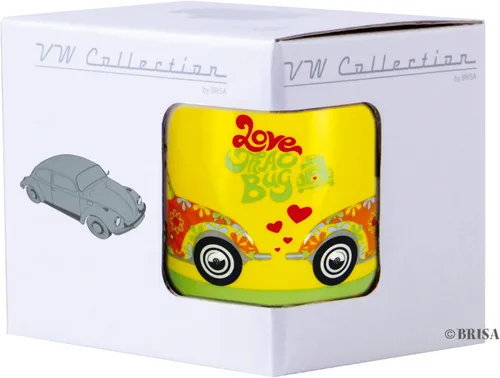 Miniatura 6 de BRISA VW Collection - Taza grande de cerámica para café, té y capuchino, diseño de escarabajo (12.5 fl oz/12.5 fl oz/flor/amarillo)