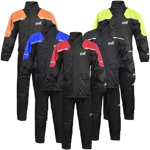 Miniatura 12 de HWK Traje de lluvia para motocicleta para hombres y mujeres, equipo de lluvia para motocicleta impermeable de dos piezas con chaqueta y pantalones