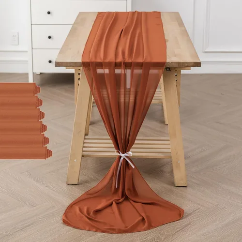Miniatura 52 de Paquete de 2 caminos de mesa de gasa de 10 pies de 29 x 120 pulgadas, camino de mesa romántico transparente para boda, fiesta de cumpleaños