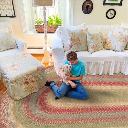 Miniatura 188 de Homespice Alfombras de Área Ovaladas Trenzadas de Yute Denim Azul de 8x10 pies para Sala de Estar, Dormitorio y Comedor. Apto para Mascotas. Estilos