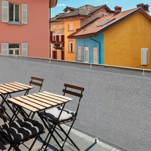 Miniatura 6 de iCover 3x10 pies de valla de pantalla de privacidad para balcón, cubierta de valla de barandilla resistente a los rayos UV para porche, terraza, Gris