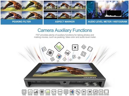 Miniatura 4 de Vendedor oficial de Estados Unidos VIVITEQ LILLIPUT FS7 7 pulgadas de metal Full HD 1920x1200 4K HDMI 3G-SDI in Out On Camera Monitor de pantalla
