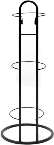 Miniatura 2 de QWORK Estante de almacenamiento para pelotas de baloncesto: diseño vertical de 3 niveles, montaje en pared o independiente, solución de ahorro