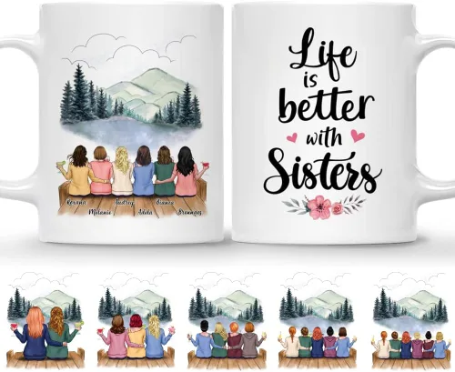 Miniatura 8 de Gossby Taza de café personalizada para hermana, regalo personalizado para hermana con diseño, nombre, perfecta para cumpleaños, Navidad, regalos