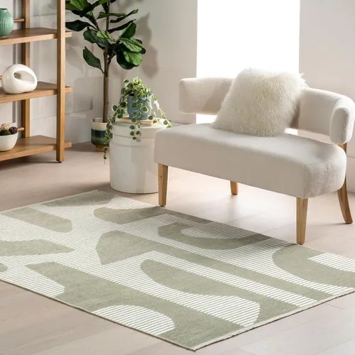 Miniatura 25 de Nuloom Versa Kirby - Alfombra de área color crema, 4 x 6 pies, azulejos, suave y acogedora, con alto tráfico, resistente a las manchas, fácil