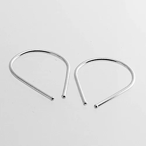 Miniatura 28 de Aretes pequeños de plata de ley 21 GA de 0.472 in con gancho de arco de herradura