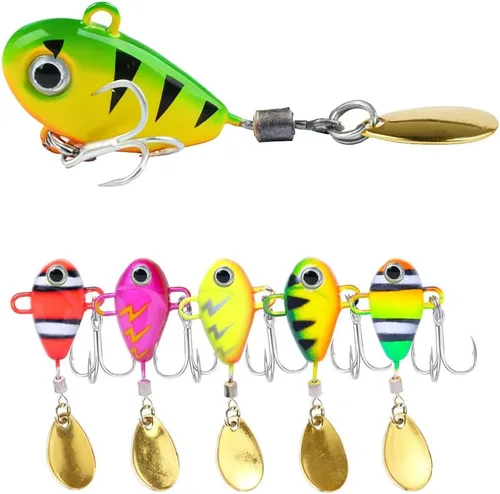 Miniatura 12 de Señuelos de hoja de metal VIB, señuelos de pesca duros con cuchilla, señuelos de pala giratoria, cucharas de fundición largas para lubina