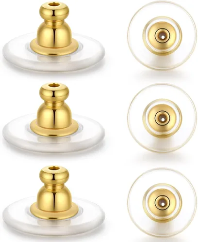 Miniatura 9 de Catinee 3 pares de respaldos de aretes de plata de ley, ajuste hipoalergénico con cierre de 0,028-0,039 pulgadas (blanco+oro)