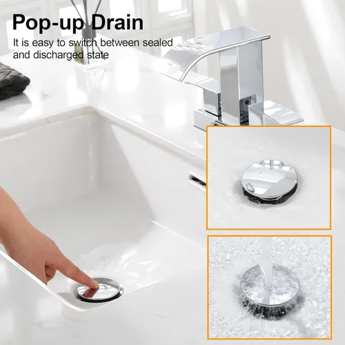 Miniatura 7 de TIORIY Desagüe Pop Up Cromado para Lavabo de Baño, con Rebosadero Tapón de Lavabo de Baño de Plástico para Grifo de Vasija, Montaje de Tocador
