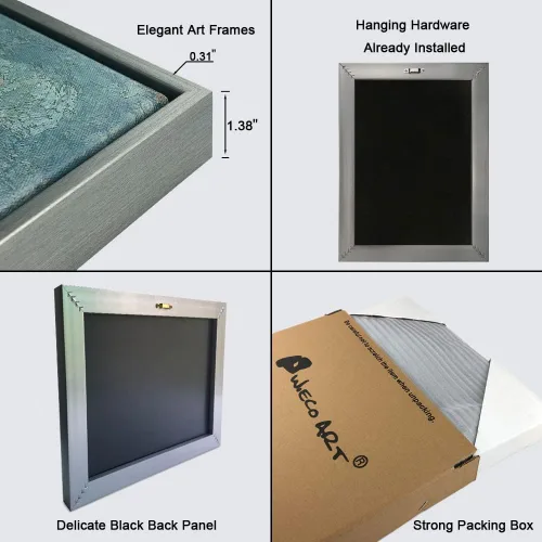 Miniatura 7 de Wieco Art Lienzo enmarcado para pared, impresión de nenúfares de Claude Monet, pinturas de reproducción, lienzo moderno, arte de pared