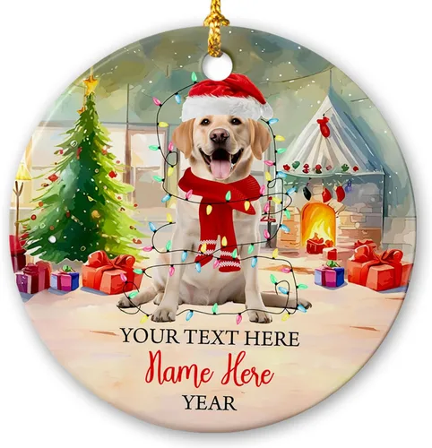 Miniatura 27 de Adorno de cerámica de Alaska Malamute de Feliz Navidad, decoración personalizada de Papá Noel, perro de Alaska Malamute nombre de perro, decoración