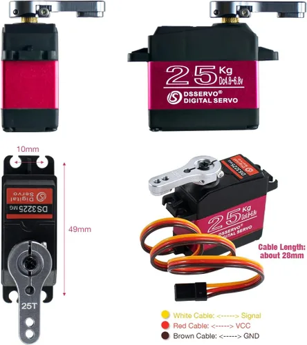Miniatura 6 de Hosyond DS3225 55.1 lbs RC Servo de alto par de torsión completo engranajes de metal impermeable servo digital compatible con 1/8, 1/10 RC