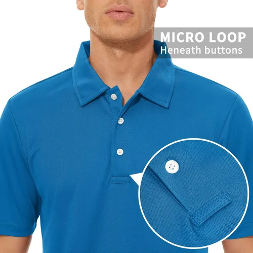 Miniatura 4 de CRYSULLY Camisa táctica de golf de manga corta para hombre, con botones, estilo militar