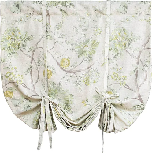 Miniatura 23 de Leeva Cortinas rústicas de cocina con estampado floral verde mezclado de lino para media ventana, para comedor, bolsillo para barra, cafetería