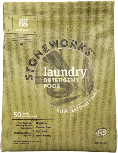 Miniatura 8 de Grab Green Stoneworks - Cápsulas de detergente para ropa, 100 unidades, aroma a roble, a base de plantas y minerales, limpia profundamente, elimina
