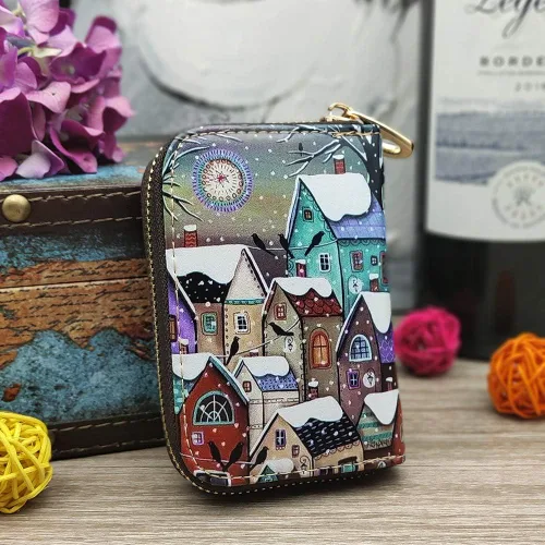 Miniatura 6 de Funda de cuero con cremallera para tarjetas de crédito RFID para mujeres y niñas
