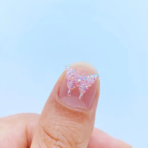 Miniatura 3 de 100 dijes de mariposa 3D Kawaii, mini diamantes de imitación para uñas, gemas de diamantes de imitación acrílicos con brillantina, accesorios