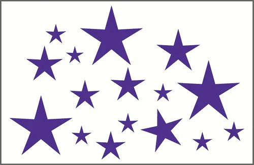 Vinilo adhesivo de pared Variety Star, 16 unidades, 2 a 8 pulgadas, despegar y pegar por Wall Décor Plus Plus, color morado Púrpura