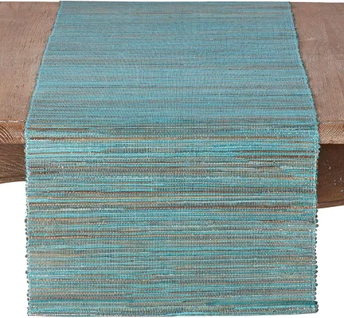 Miniatura 13 de Saro Lifestyle Melaya Collection - Mantel individual Nubby tejido brillante (juego de 4), 14 x 20 pulgadas, azul-gris