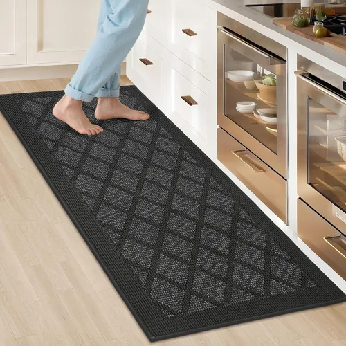 Miniatura 9 de COSY HOMEER Tapetes de cocina, 2 alfombras de cocina antideslizantes, lavables, absorbentes, para suelo de cocina, 100% polipropileno, alfombra