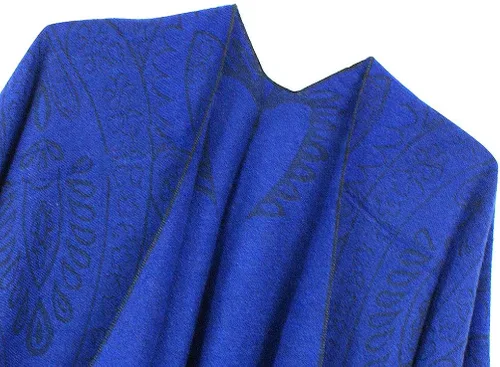 Miniatura 3 de Poncho con flecos, con estampado vintage, estilo retro, a la moda, para mujer. Capa, chal.