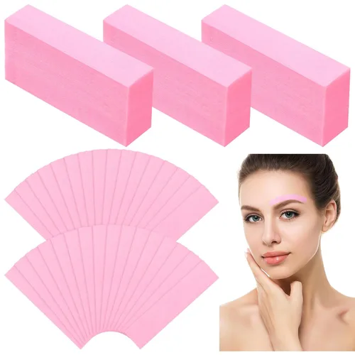 800 tiras de cera no tejidas para depilación, papel encerado, tiras faciales y corporales para niñas, mujeres y hombres (rosa)