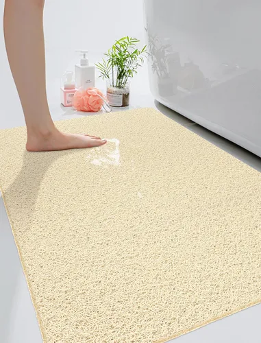 Miniatura 10 de Yonala - Tapete de ducha extra grande, 31.5 x 47.2 pulgadas, tapete de ducha antideslizante para interior de ducha/baño, tapete de ducha de PVC Gris