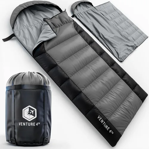 VENTURE 4TH Saco de dormir para mochileros – XXL, tamaños dobles e individuales – Saco de dormir ligero para clima cálido y frío para adultos, niños