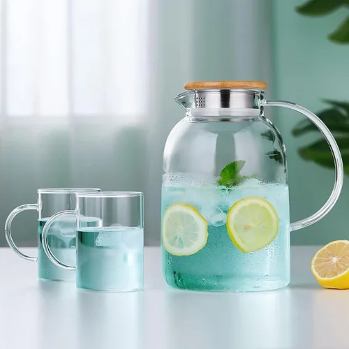 Miniatura 7 de Unbreakable - Jarra de vidrio con asa y tapa, tarro de vidrio de 68 onzas líquidas con tapa, resistente al calor, jarra de borosilicato para té
