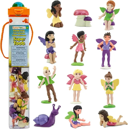 Safari Ltd. Friendly Fairies Super TOOB - 10 adoradas figuras de hadas - Figuras de juguete detalladas pintadas a mano para niños, niñas y niños de