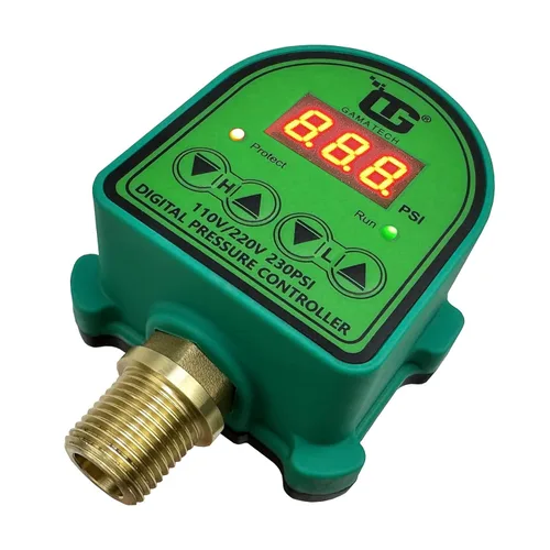 Miniatura 5 de GamaTech - Interruptor de presión ajustable digital de 110 V/220 V, 10 A/5 A, para bomba de agua y bomba de aire, 1/2 pulgada macho NPT, 0-230 psi