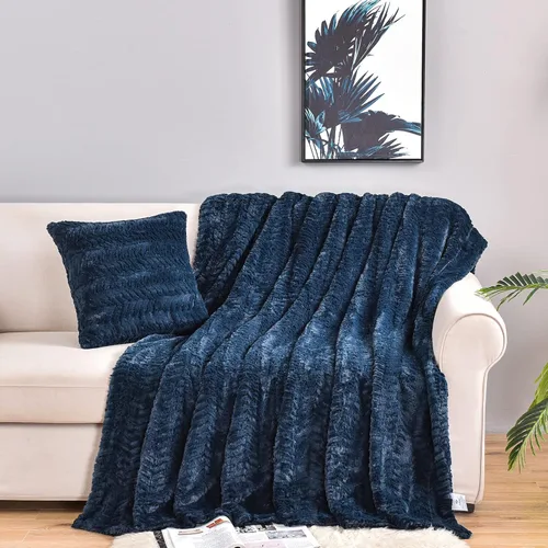 Miniatura 11 de YUSOKI Manta de lujo de piel sintética (sin almohadas) de 2 capas, 3 libras, para todas las edades, decoración del hogar (negro, 50 x 63 pulgadas)