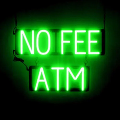 Miniatura 42 de SpellBrite Letrero de cajero automático para negocios Señales relacionadas con cajeros automáticos y EBT con aspecto de neón, luz LED verde 14.6