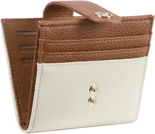 BOSTANTEN - Billetera delgada para mujer, pequeña, con bloqueo RFID, tarjetero de cuero plegable con cremallera y bolsillo para monedas, Pequeña