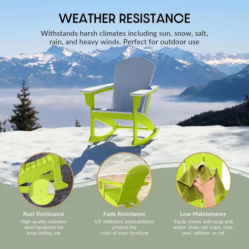 Miniatura 146 de WestinTrends Silla mecedora Malibu de poliéster para exterior/patio Adirondack, Negra