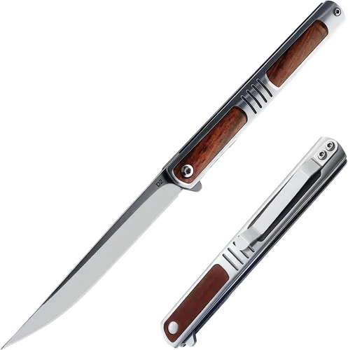 Cuchillo de bolsillo para hombres, cuchillo plegable con clip, con hoja de acero D2, cierre de seguridad, cuchillo afilado para supervivencia