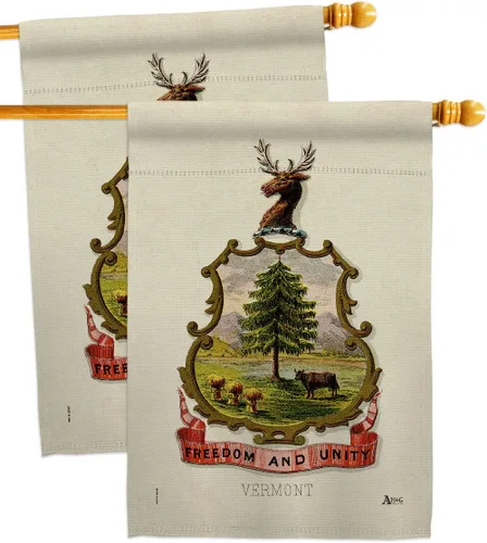 Coat of arms Vermont House Flags 2 pcs Pack Americana States USA American Territories Republic Country Particular Area Small Decorative Gift Yard