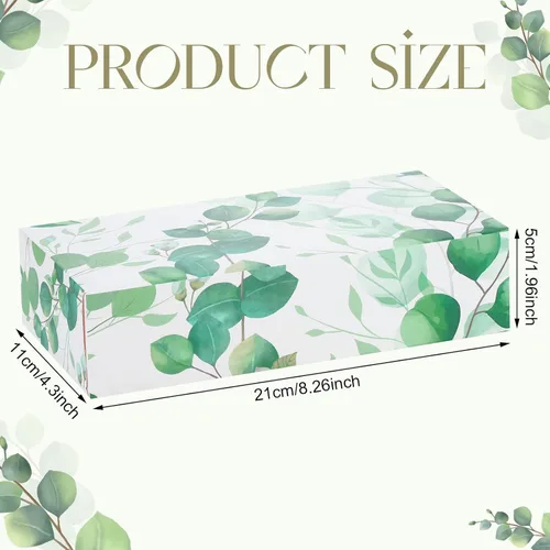 Miniatura 2 de Thenshop Paquete de 12 cajas de pañuelos faciales suaves a granel, caja de 2 capas, hojas de eucalipto verdes, cajas de pañuelos faciales lisas