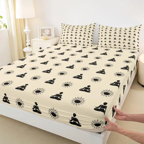 Miniatura 18 de Erosebridal Yoga Gifts Fitted Sheet for Boys Girls Kids Yoga Chakras Twin Bed Sheets,Sun and Moon Sheets Boho Tribal Bedding Sets, No Top Sheet
