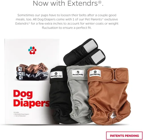 Miniatura 2 de Pet Parents - Pañales lavables para perros (3 unidades), pañales duraderos y de alta calidad para machos y hembras