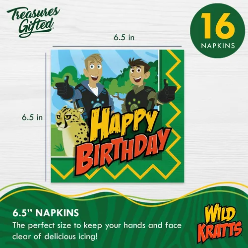 Miniatura 3 de Treasures Gifted Suministros para fiesta de cumpleaños de Wild Kratts con licencia oficial, paquete de 16 servilletas, suministros de fiesta de Wild